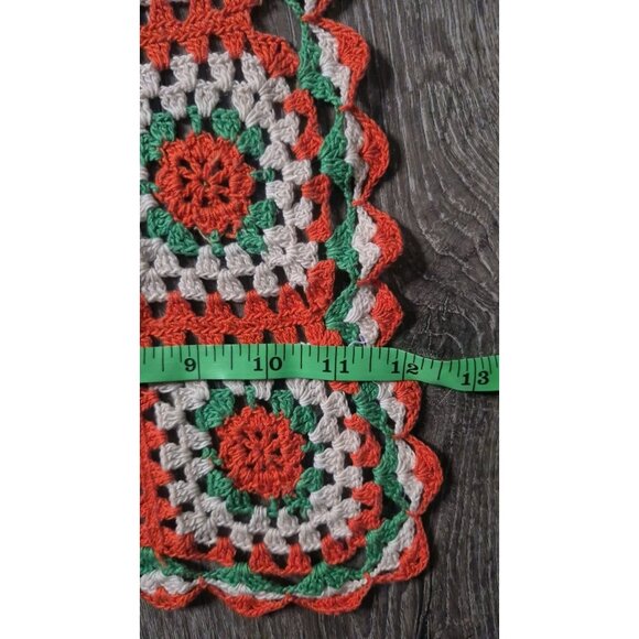 Vintage Handmade Crochet Afghan Christmas Table Runner Granny Square Boho - Picture 5 of 5
